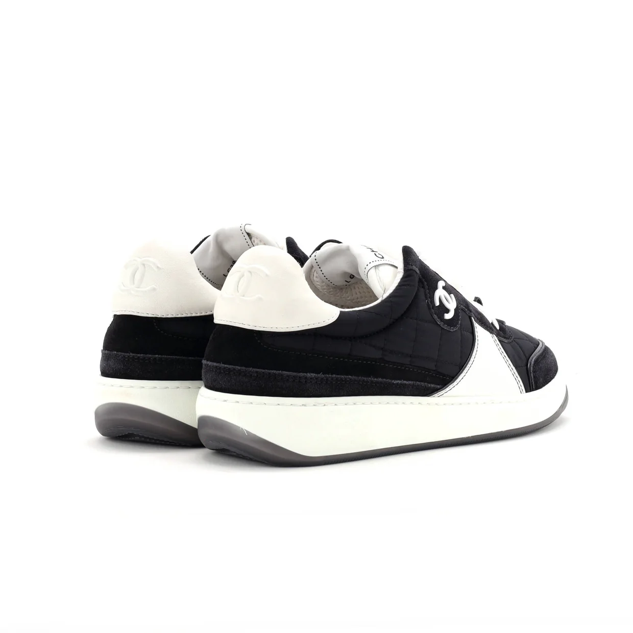 Women's CC Low-Top Sneakers Quilted Nylon with Leather and Suede - Deep Luxury