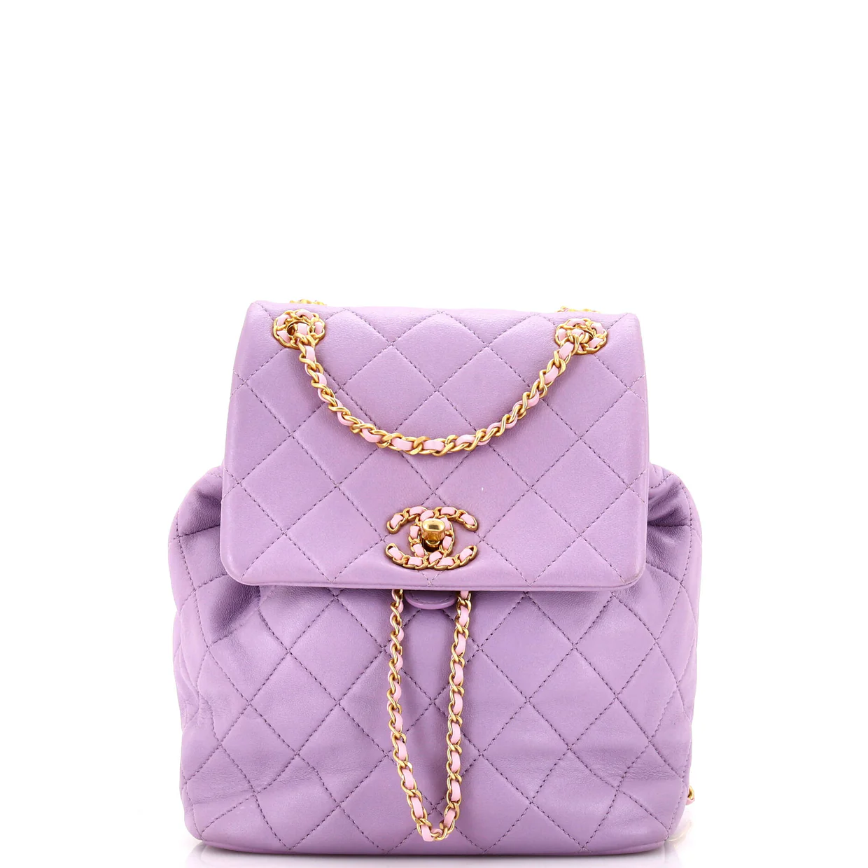 Chain Infinity Drawstring Backpack Quilted Lambskin Small - Deep Luxury