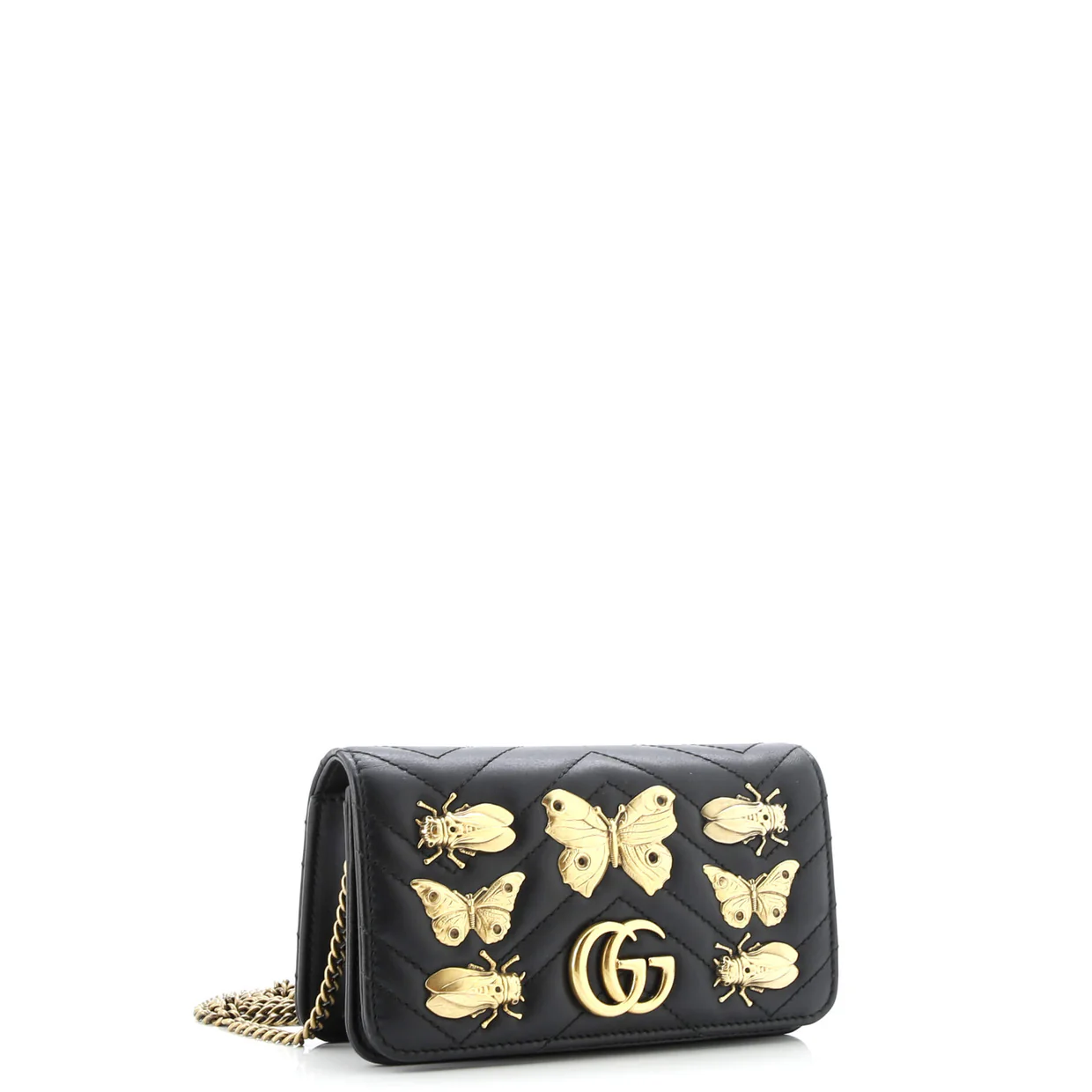 GG Marmont Chain Flap Bag Embellished Matelasse Leather Mini - Deep Luxury