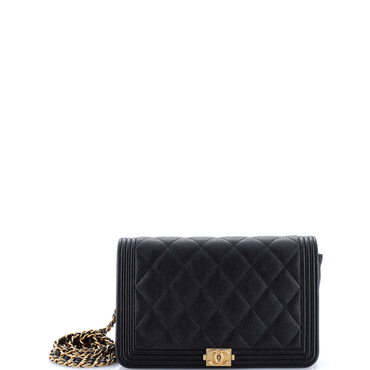 Boy Wallet on Chain Quilted Caviar - Deep Luxury