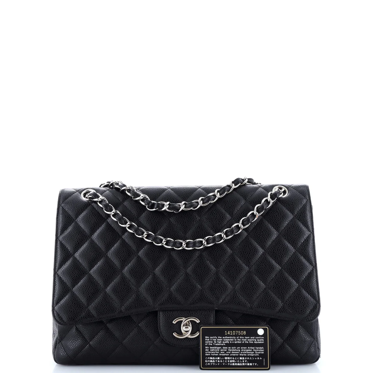 Classic Single Flap Bag Quilted Caviar Maxi - Deep Luxury