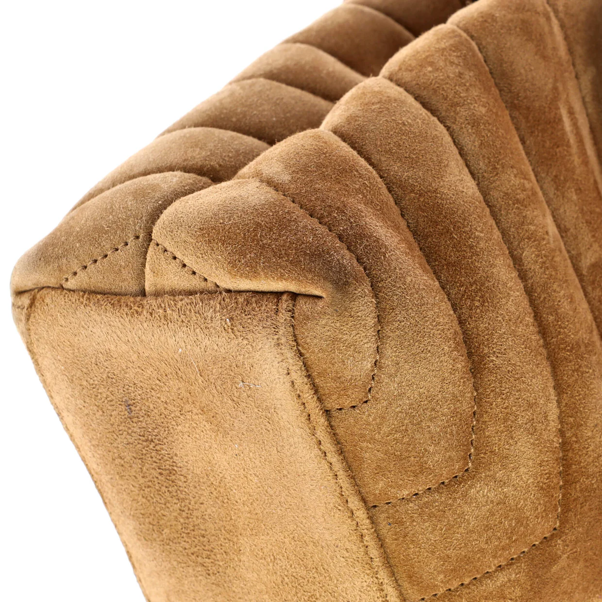 Loulou Shoulder Bag Matelasse Chevron Suede Small - Deep Luxury