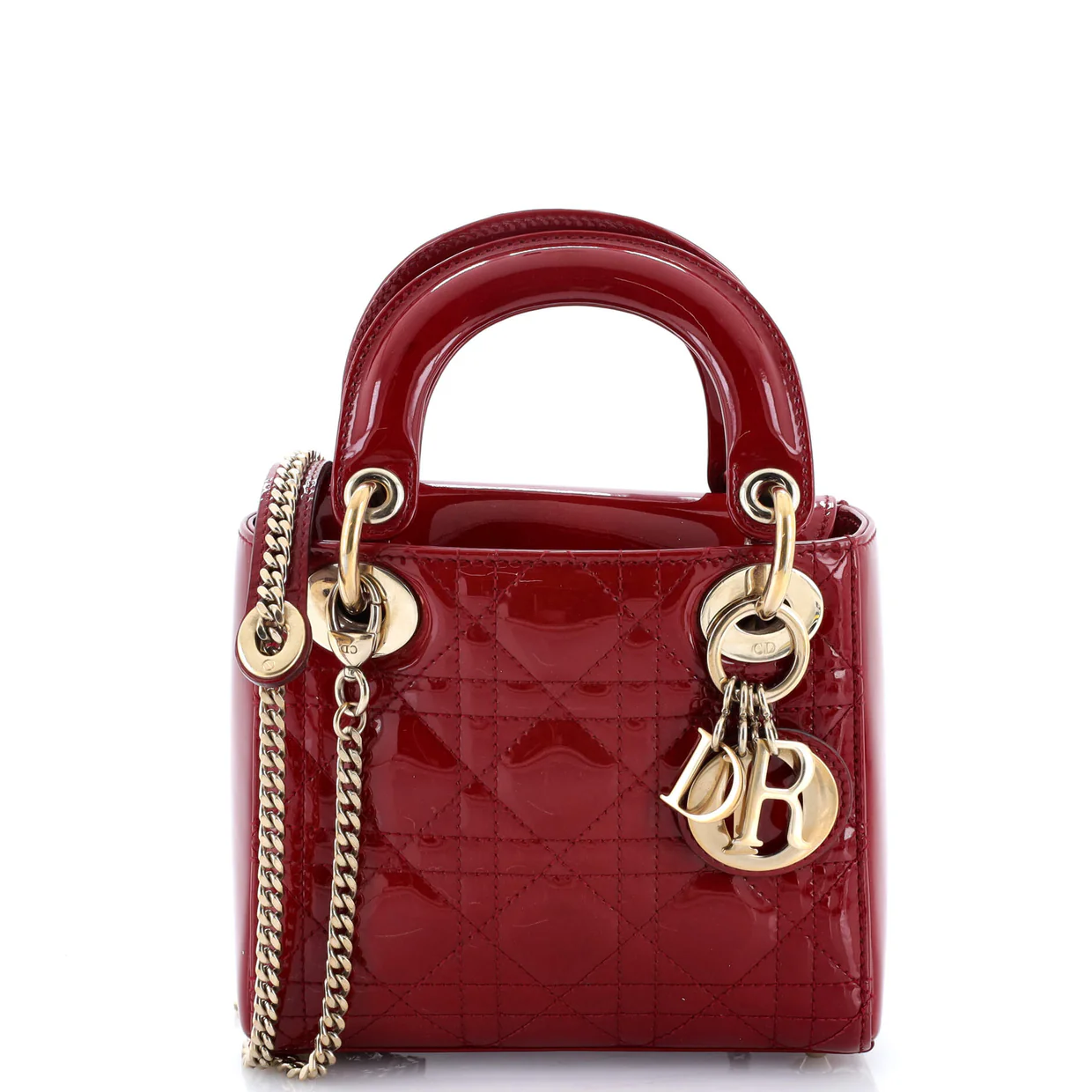 Lady Dior Chain Bag Cannage Quilt Patent Mini - Deep Luxury