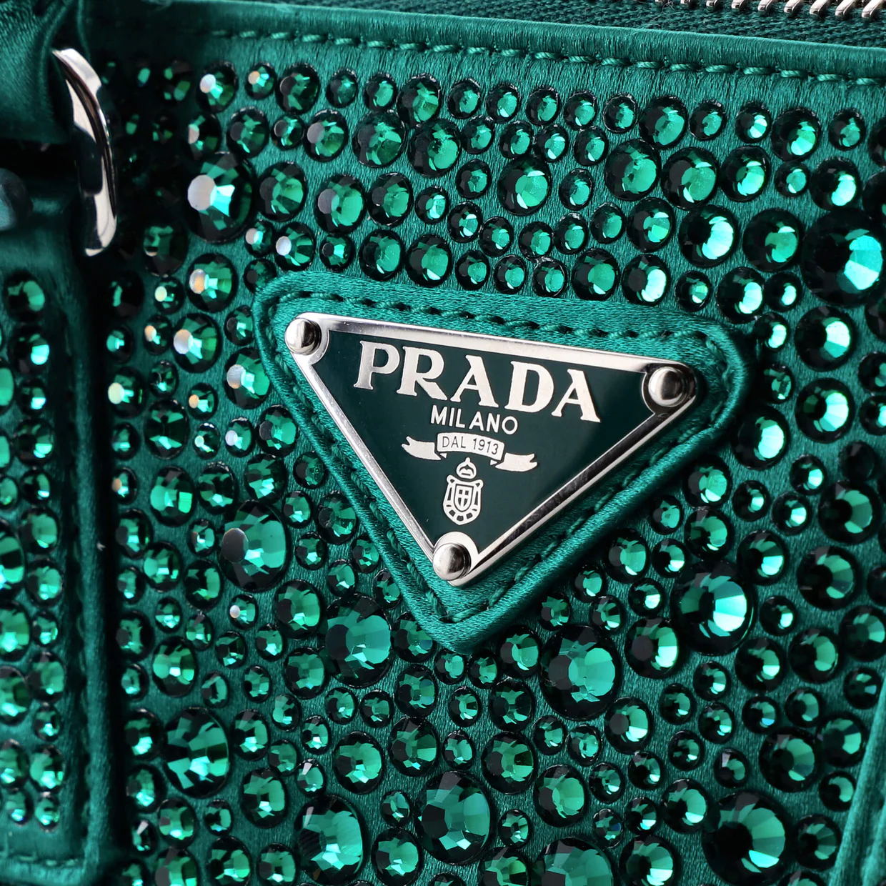 Galleria Double Zip Tote Crystal Embellished Satin Mini - Deep Luxury