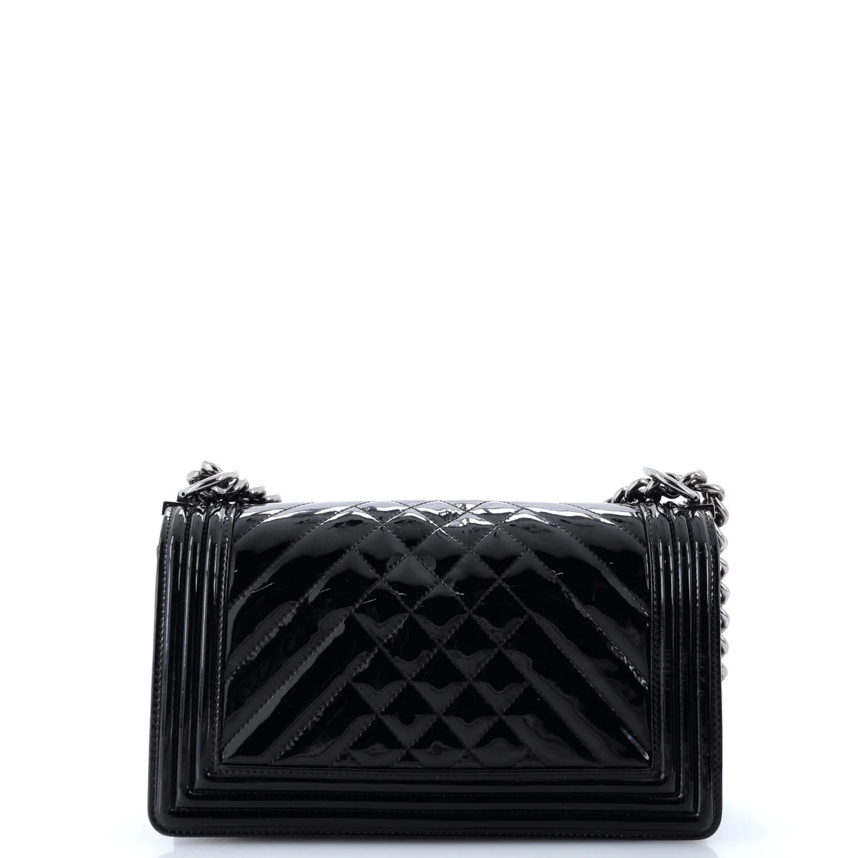 Boy Flap Bag Chevron Patent Old Medium - Deep Luxury