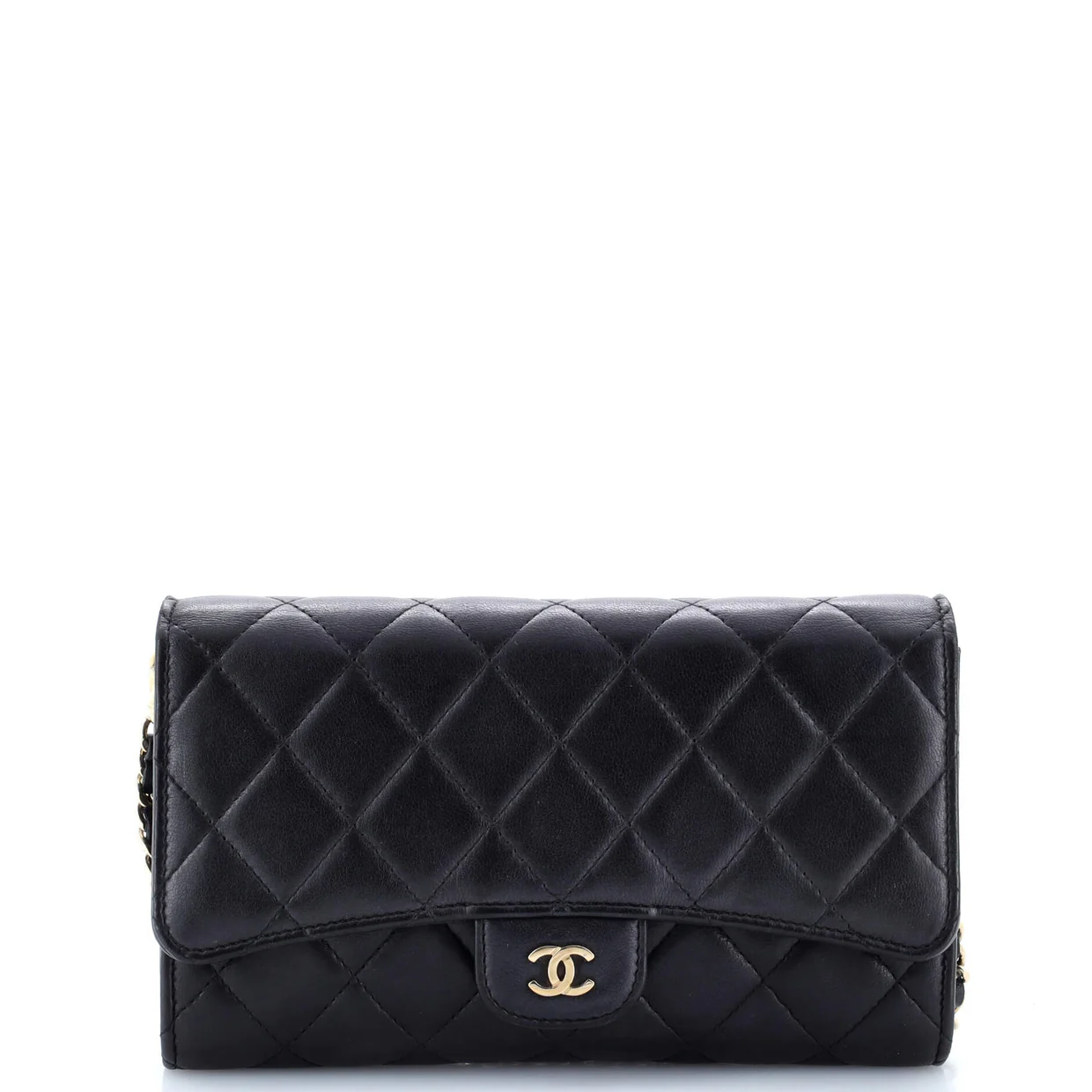 Wallet on Short Chain Quilted Lambskin - Deep Luxury