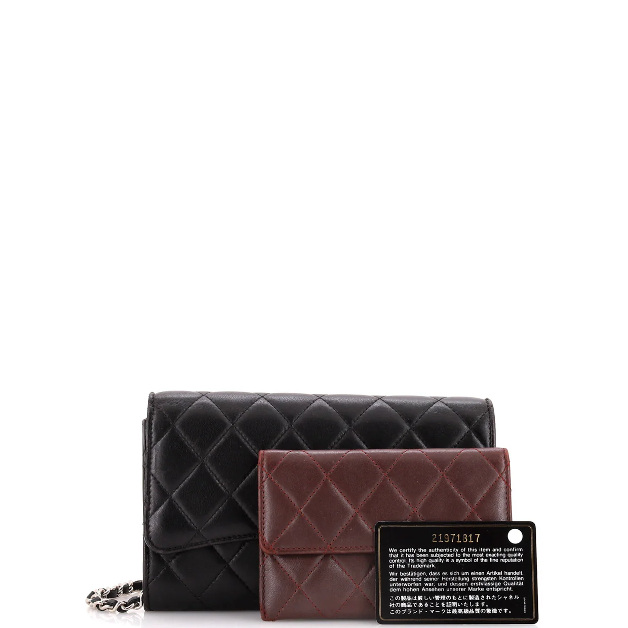 Wallet on Short Chain Quilted Lambskin - Deep Luxury