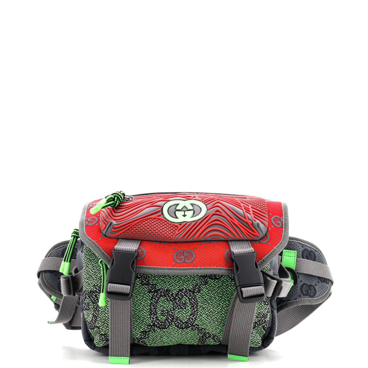 Buckle Flap Chest Strap Backpack GG Fabric with Rubber - Deep Luxury