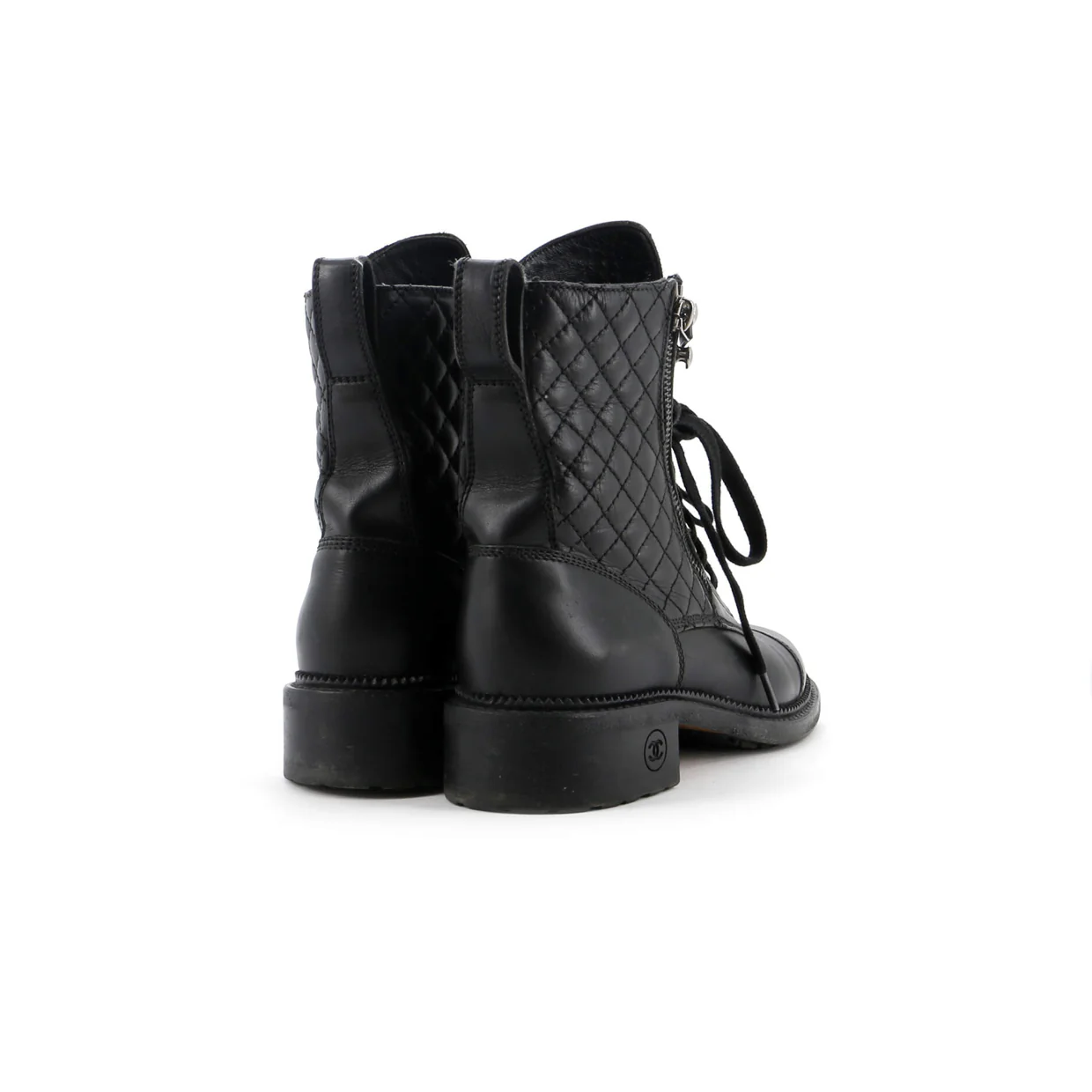Women's CC Zip Up Combat Boots Quilted Leather - Deep Luxury