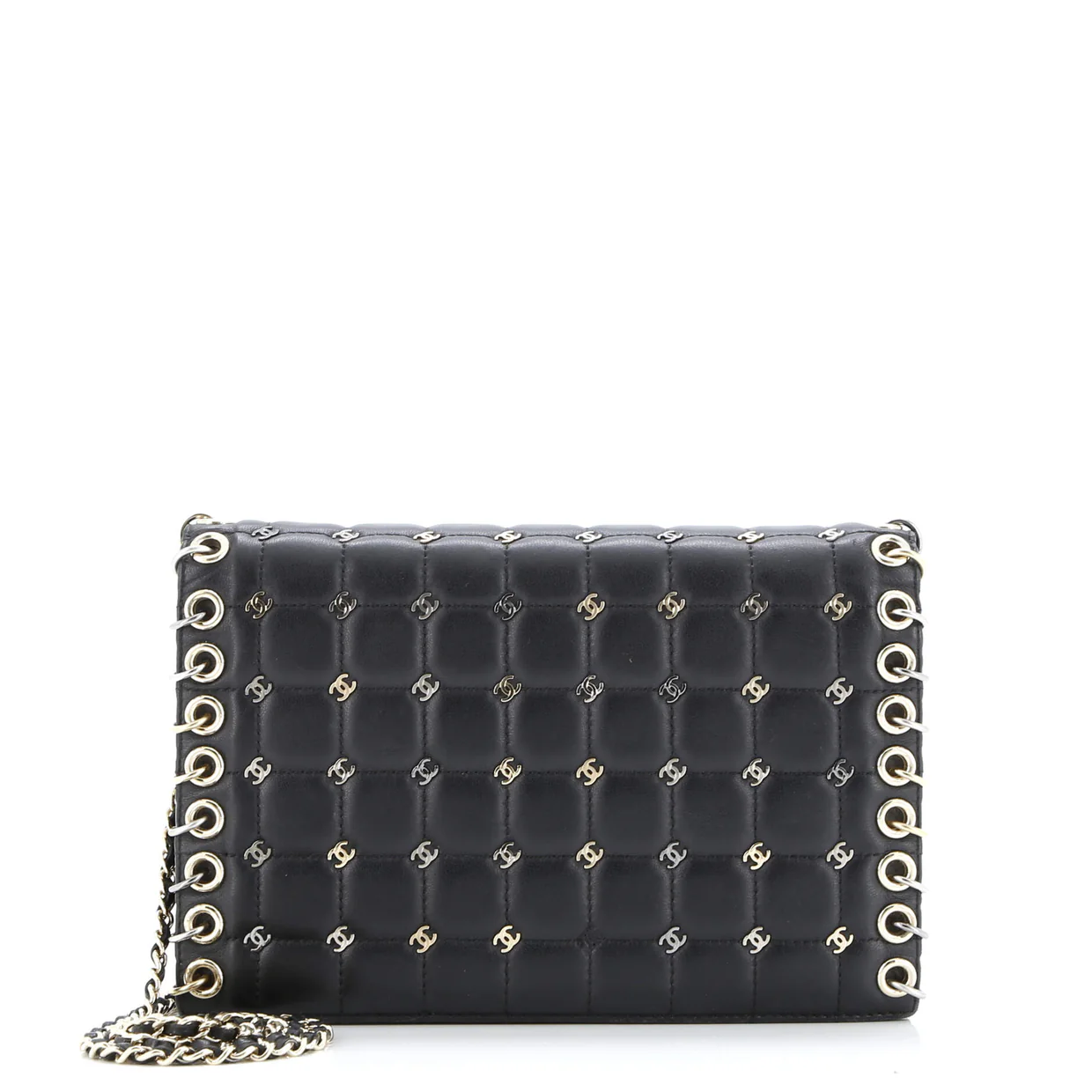 Metal CC Signature Clutch on Chain Embellished Quilted Leather Small - Deep Luxury