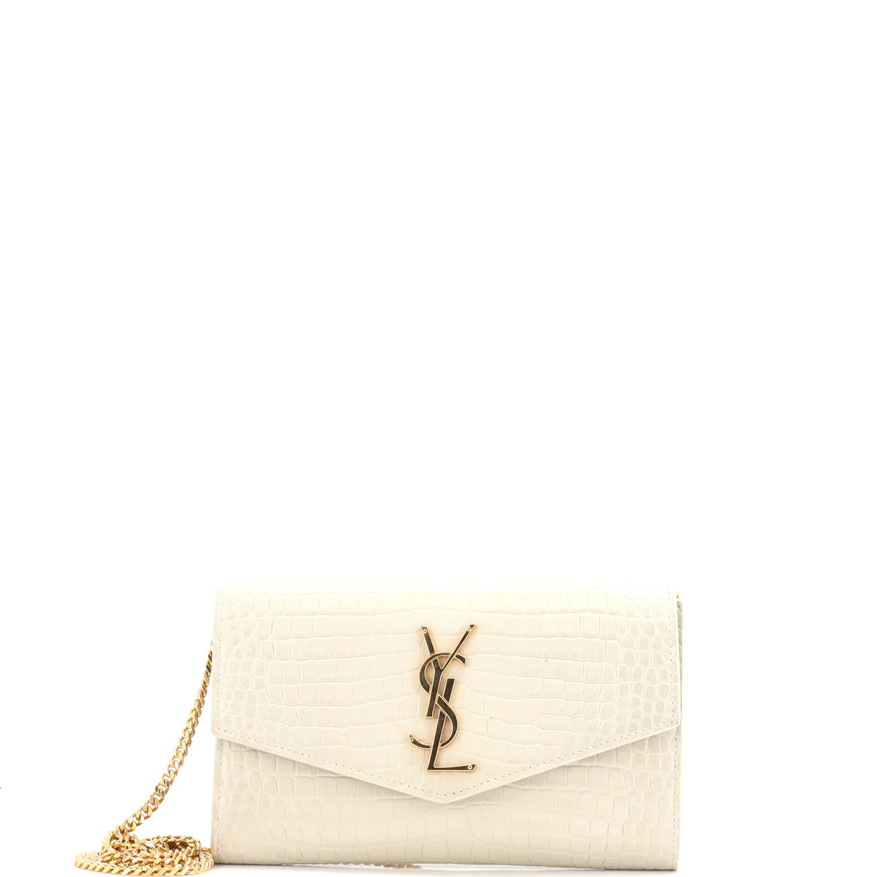 Uptown Chain Wallet Crocodile Embossed Leather - Deep Luxury