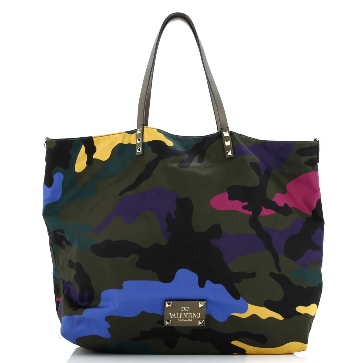 Rockstud Open Reversible Convertible Tote Camo Nylon Medium - Deep Luxury