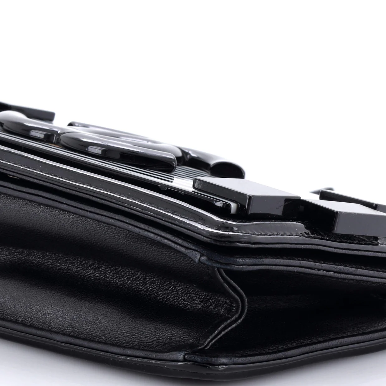 Boy Brick Flap Bag Striped Patent and Plexiglass Horizontal - Deep Luxury