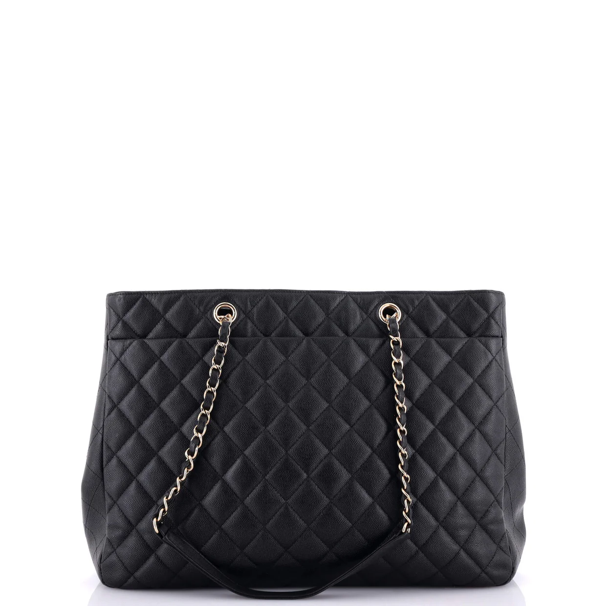 Classic CC Shopping Tote Quilted Caviar Large - Deep Luxury