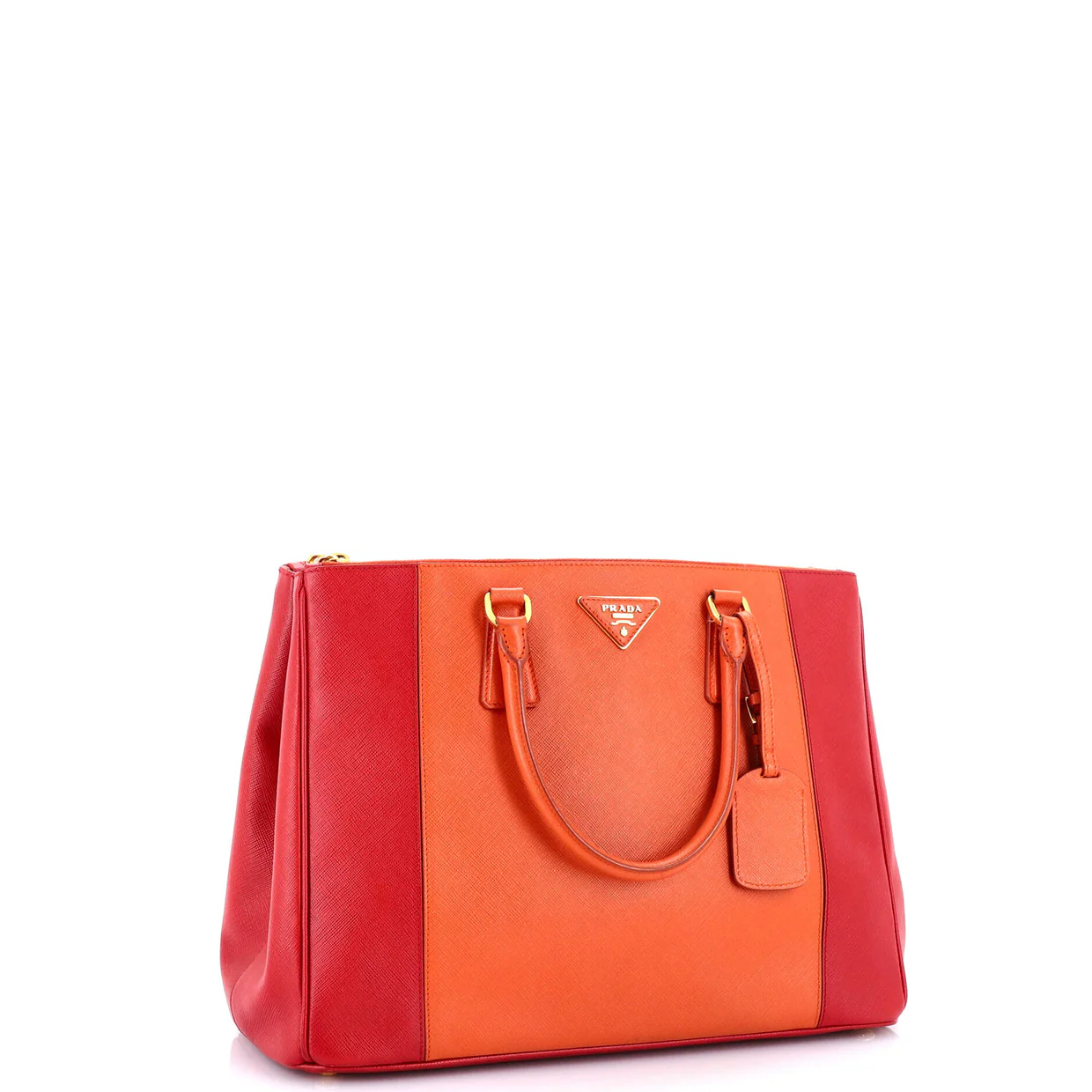 Bicolor Double Zip Lux Tote Saffiano Leather Medium - Deep Luxury