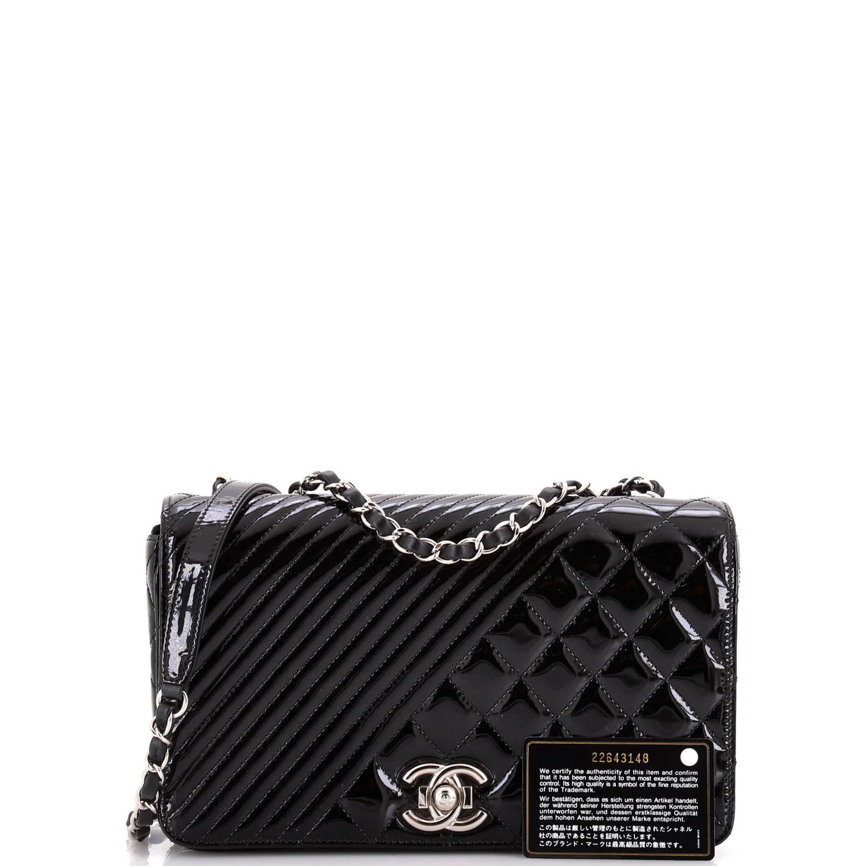 Coco Boy Flap Bag Quilted Patent Medium - Deep Luxury