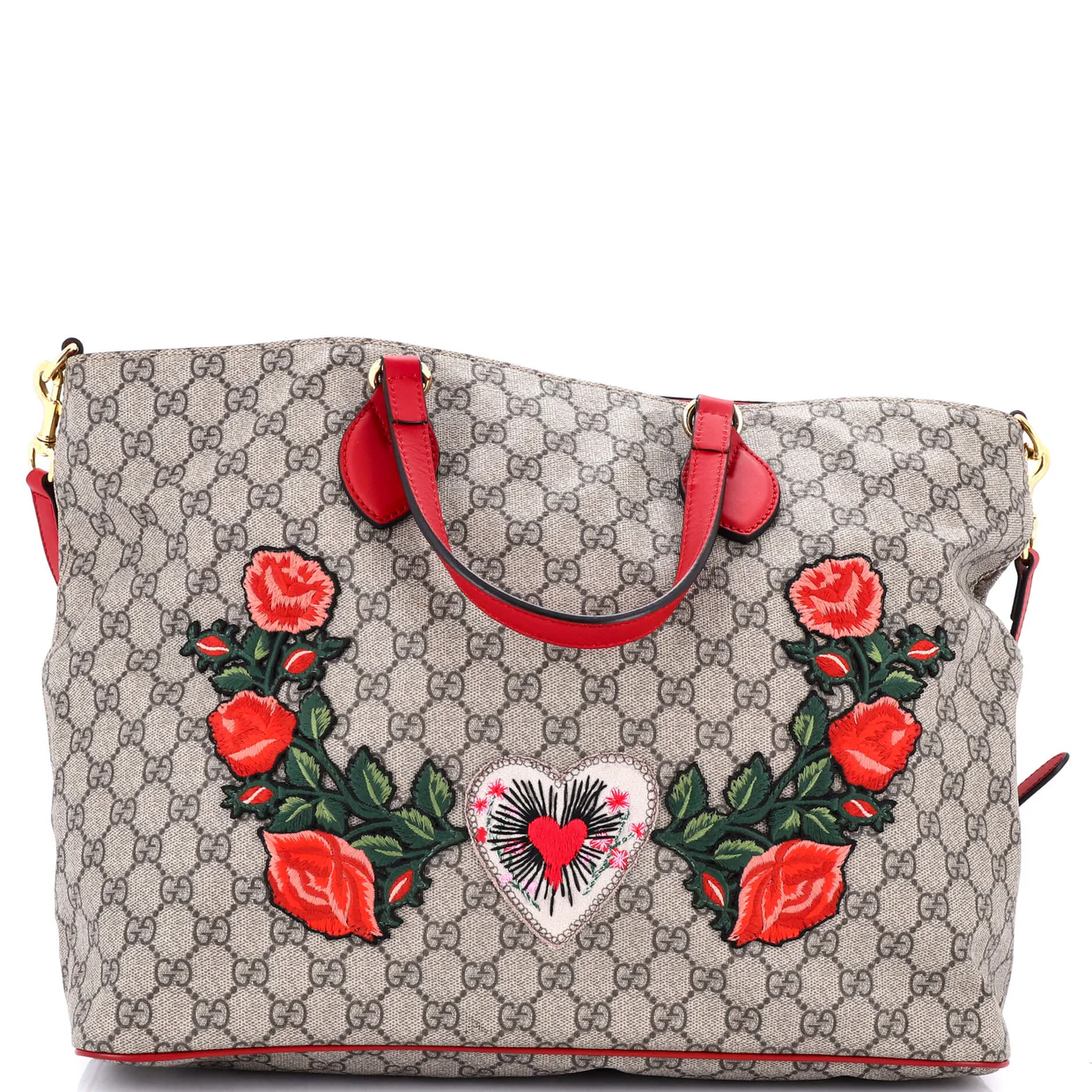 Convertible Soft Tote Embroidered GG Coated Canvas Medium - Deep Luxury