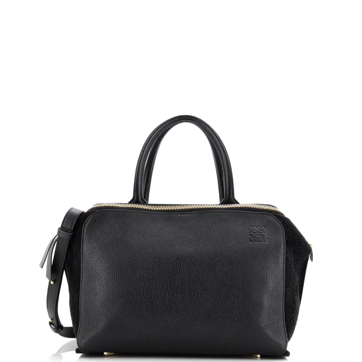 Triple Zip Convertible Tote Leather with Suede Medium - Deep Luxury