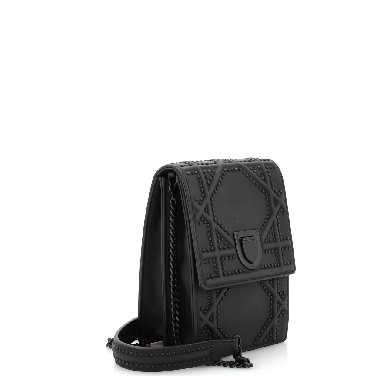 Ultra Matte Diorama Vertical Clutch on Chain Studded Leather - Deep Luxury