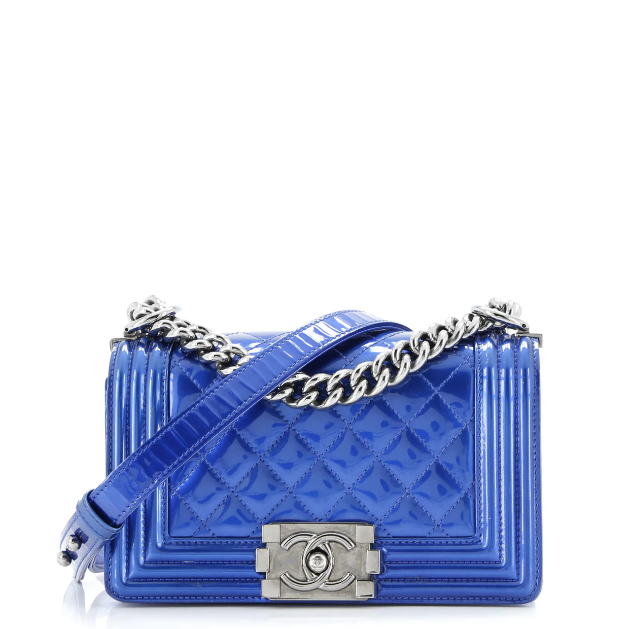 Boy Flap Bag Quilted Patent Small - Deep Luxury