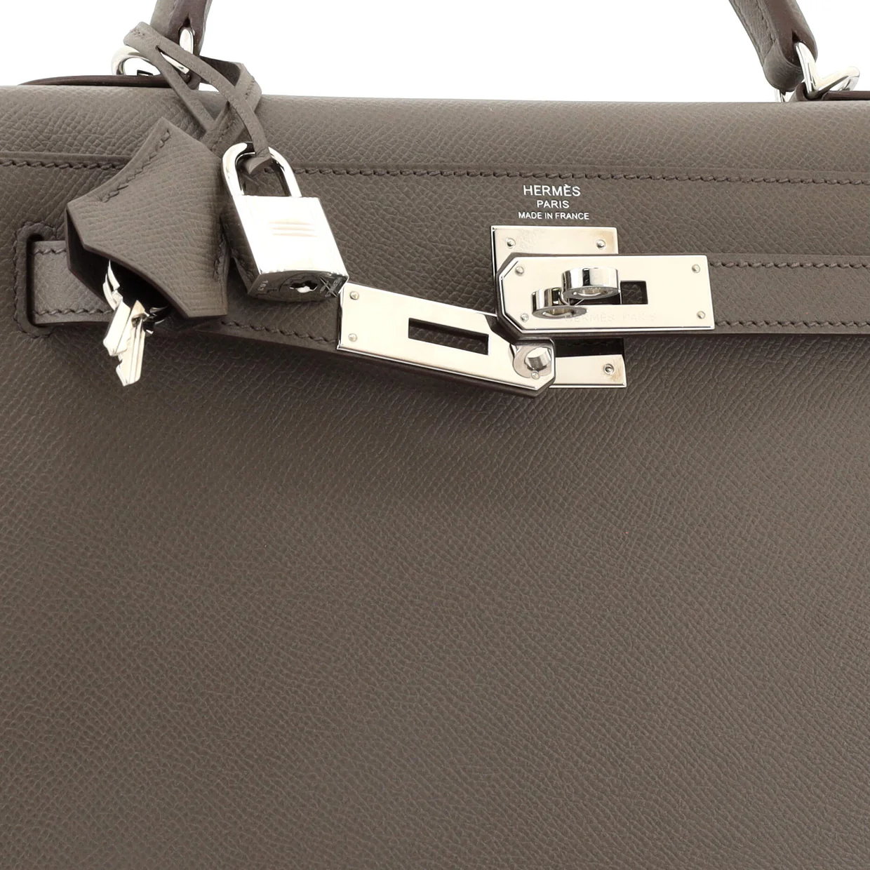 Kelly Handbag Grey Epsom with Palladium Hardware 28 - Deep Luxury