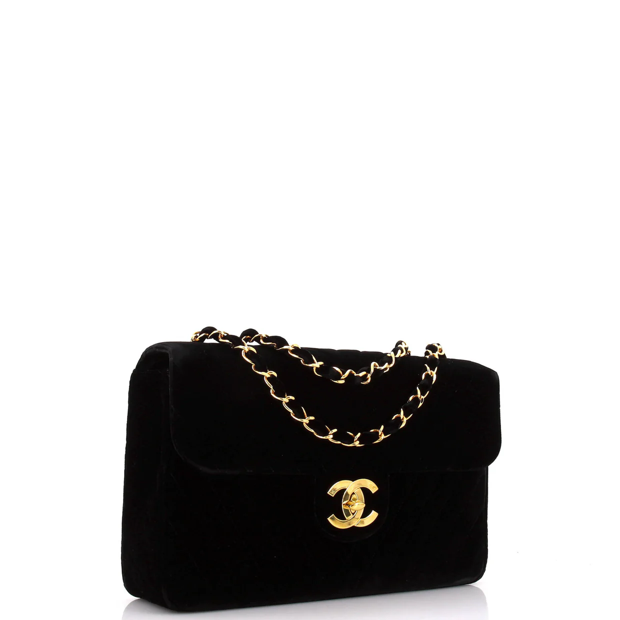 Vintage Classic Single Flap Bag Chevron Velvet Maxi - Deep Luxury