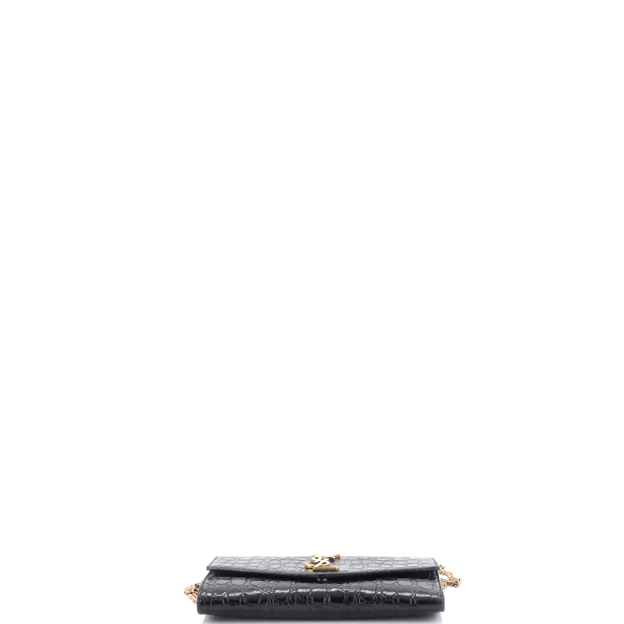 Uptown Chain Wallet Crocodile Embossed Leather - Deep Luxury