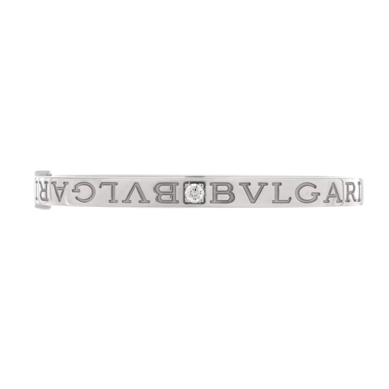 Bvlgari Bvlgari Bangle Bracelet 18K White Gold with 2 Diamonds - Deep Luxury