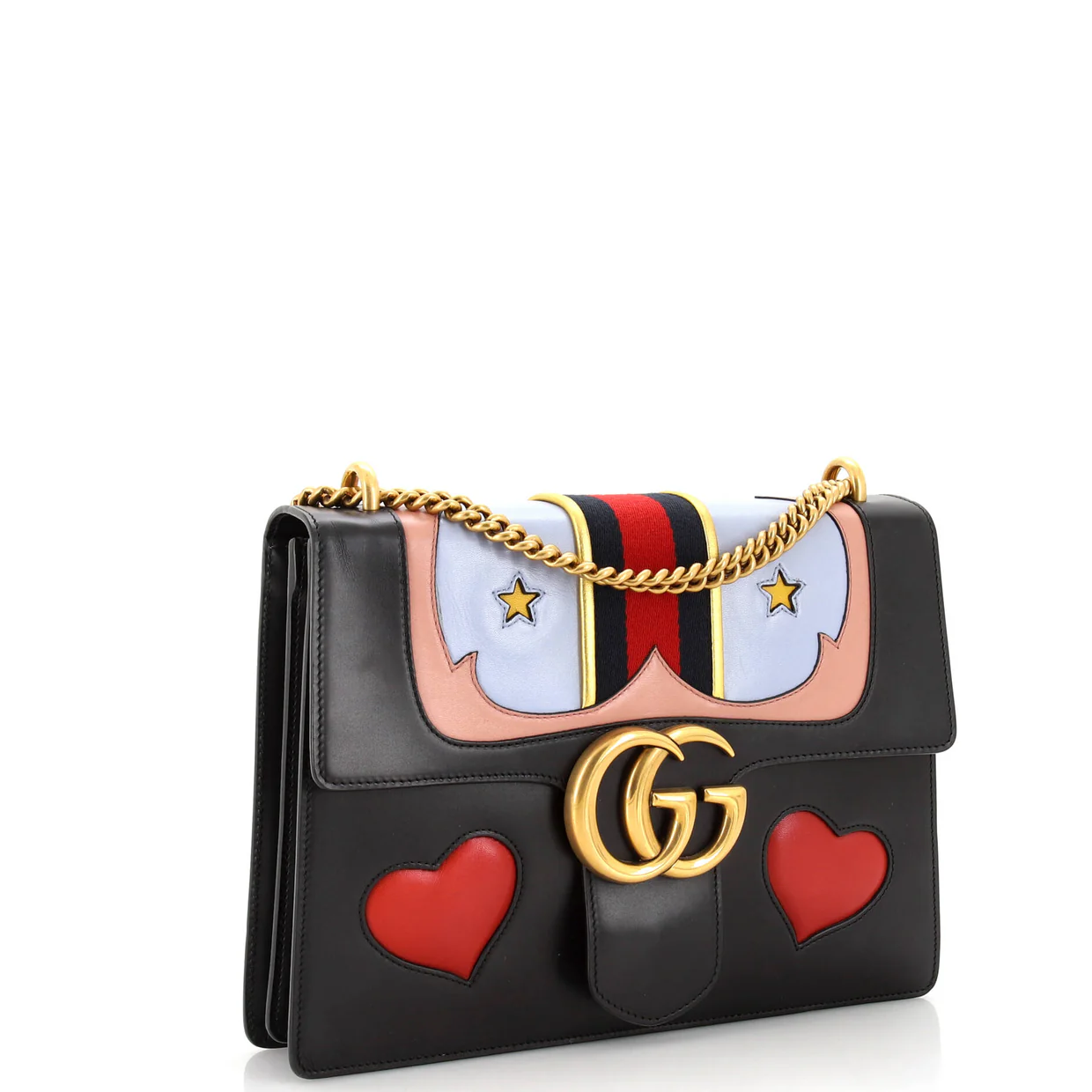 Web Heart GG Marmont Chain Shoulder Bag Leather Medium - Deep Luxury
