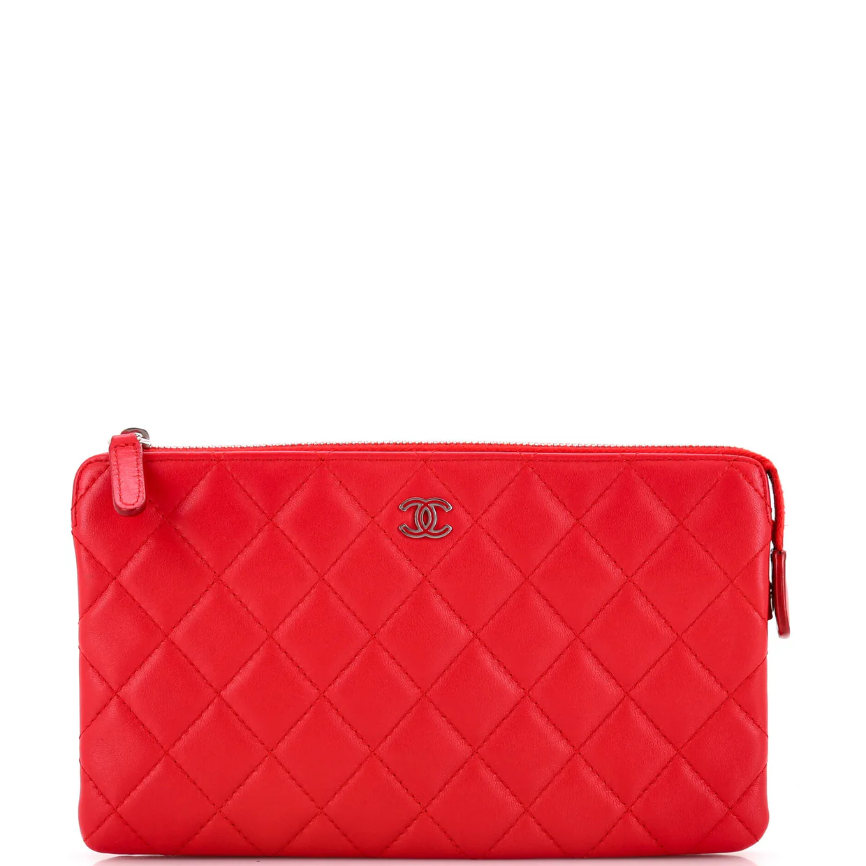 Classic Double Pocket Zip Pouch Quilted Lambskin Small - Deep Luxury