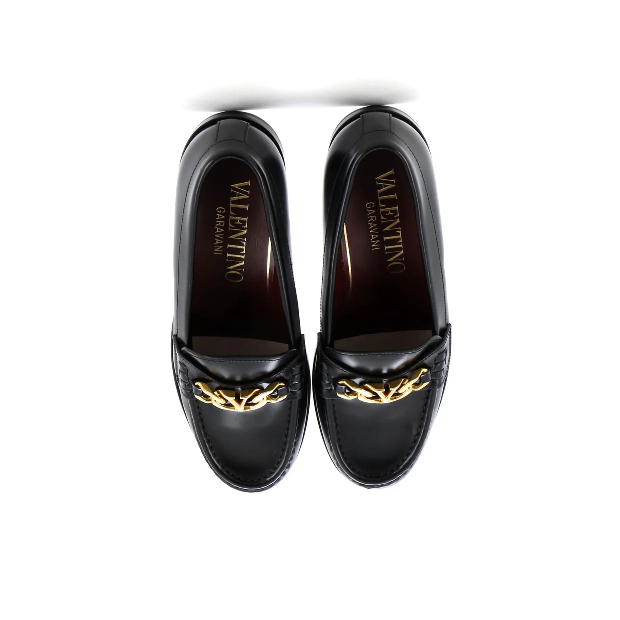Women's VLogo Chain Loafers Leather - Deep Luxury