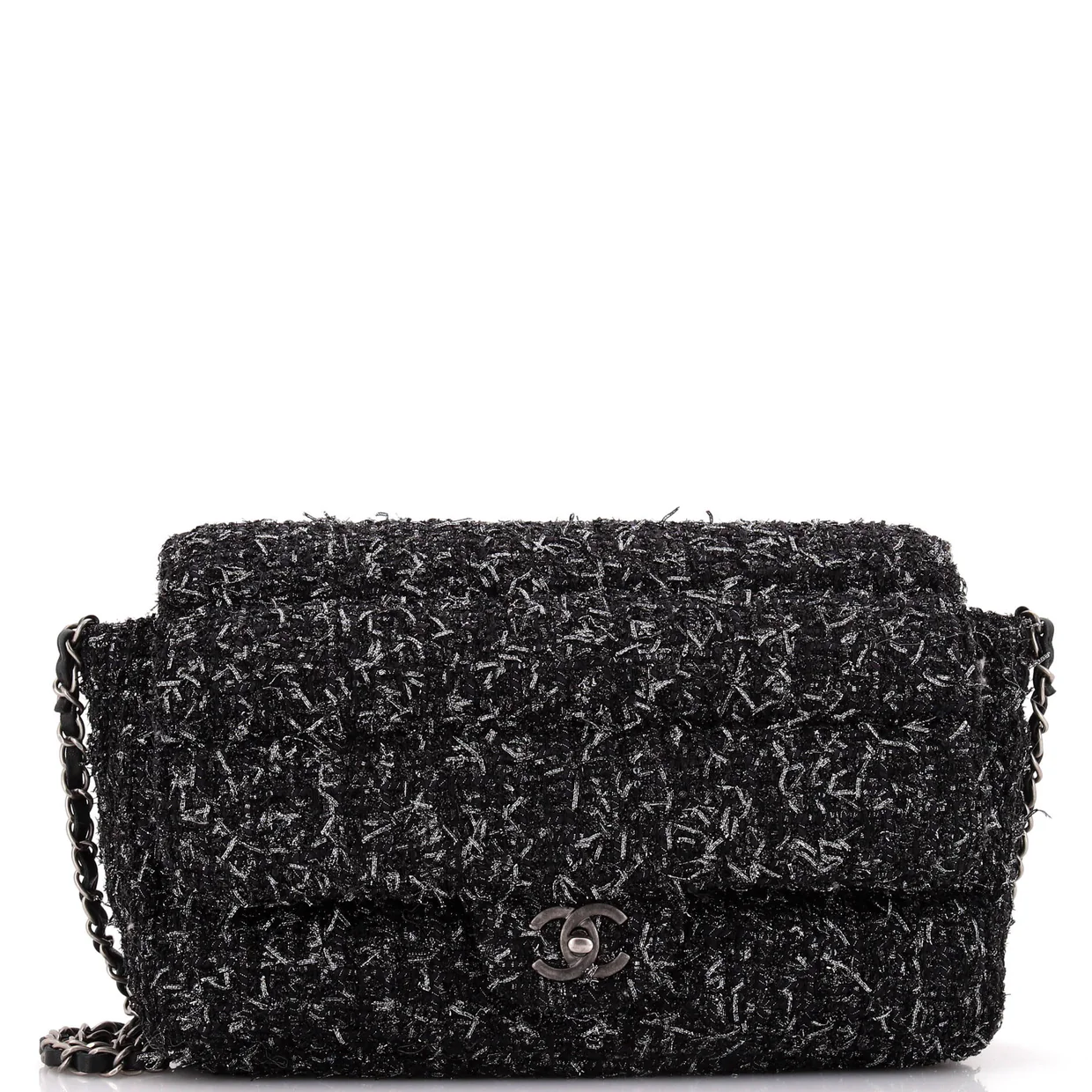 Classic Single Flap Bag Quilted Tweed Medium - Deep Luxury