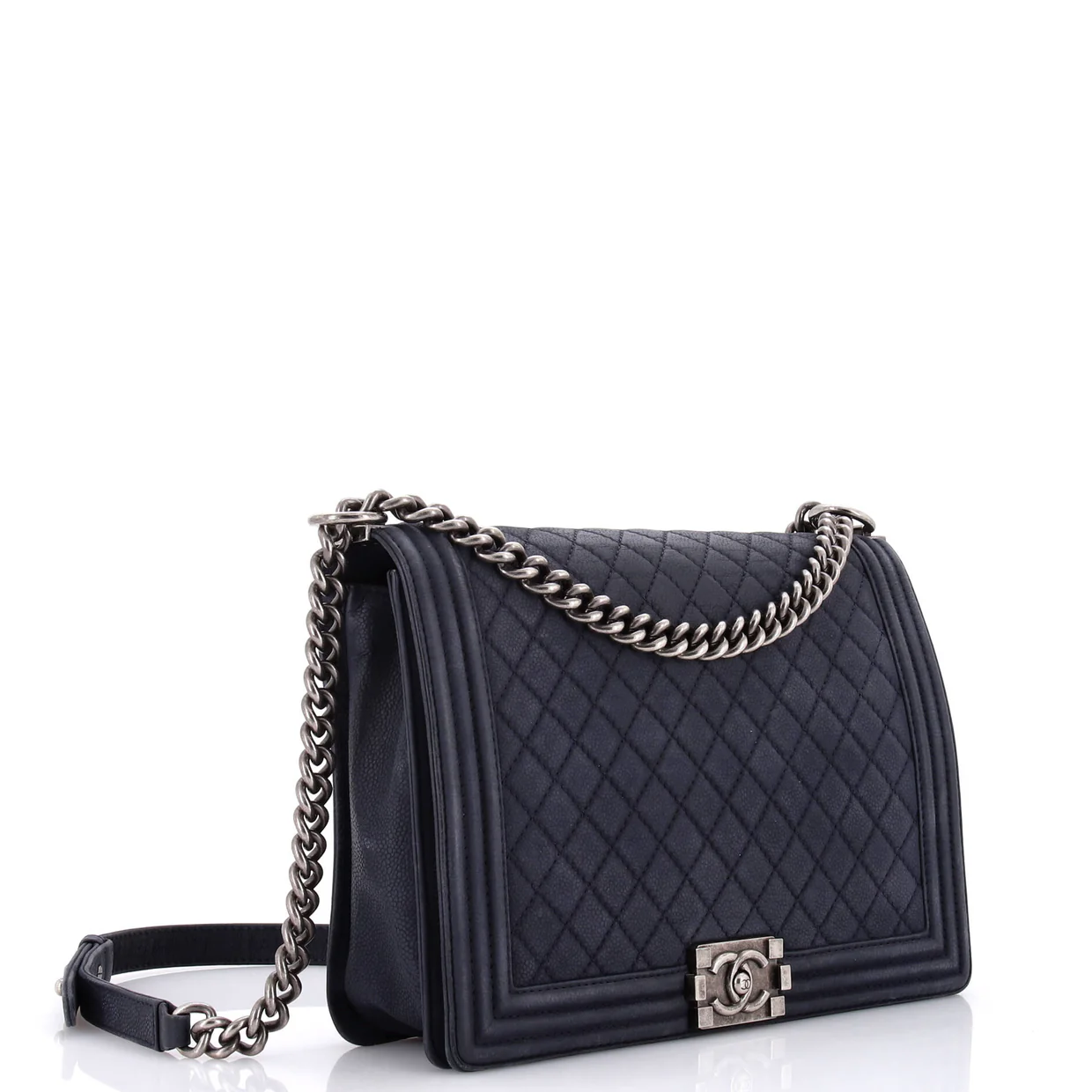 Boy Flap Bag Quilted Matte Caviar Large - Deep Luxury