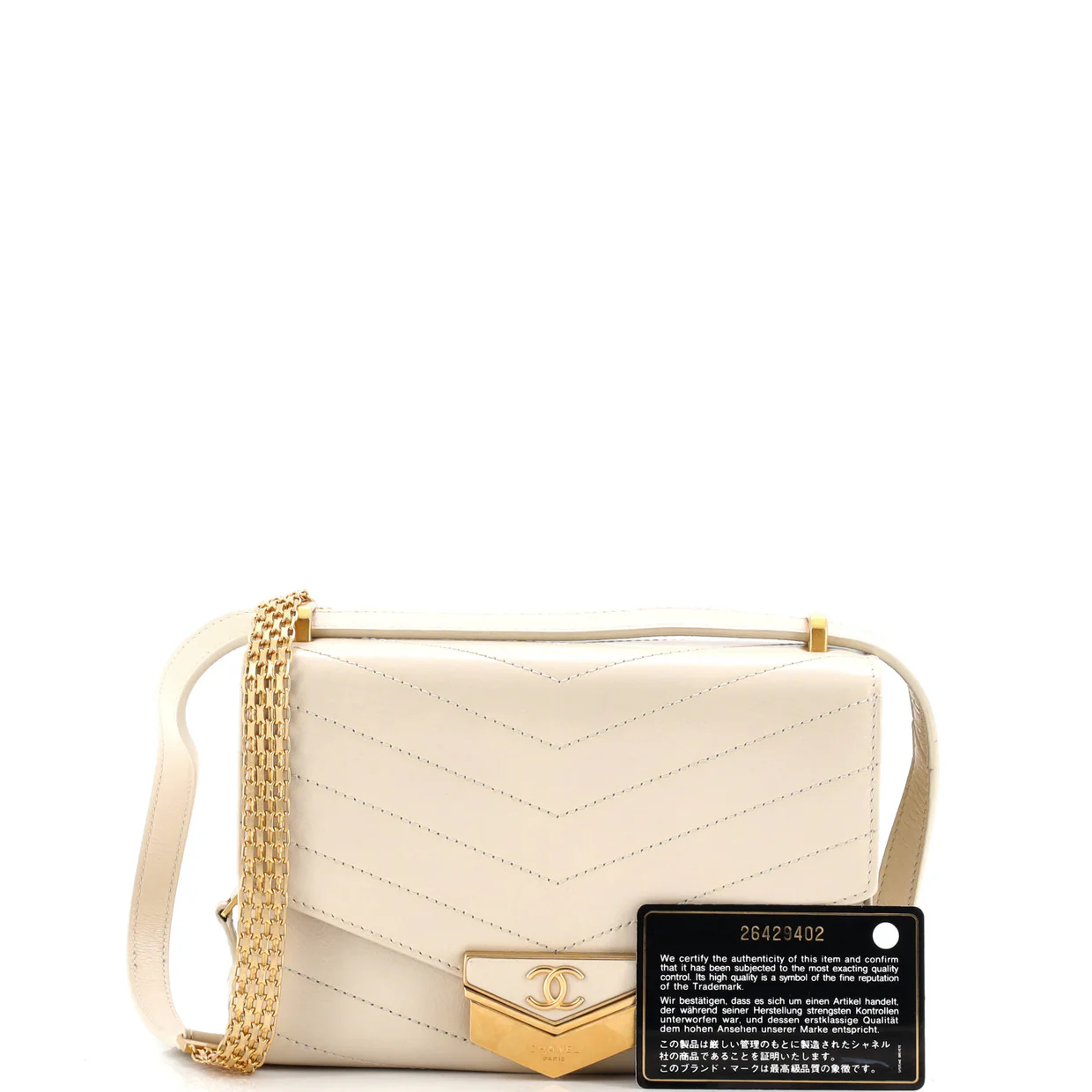 Medal Envelope Flap Bag Chevron Calfskin Small - Deep Luxury