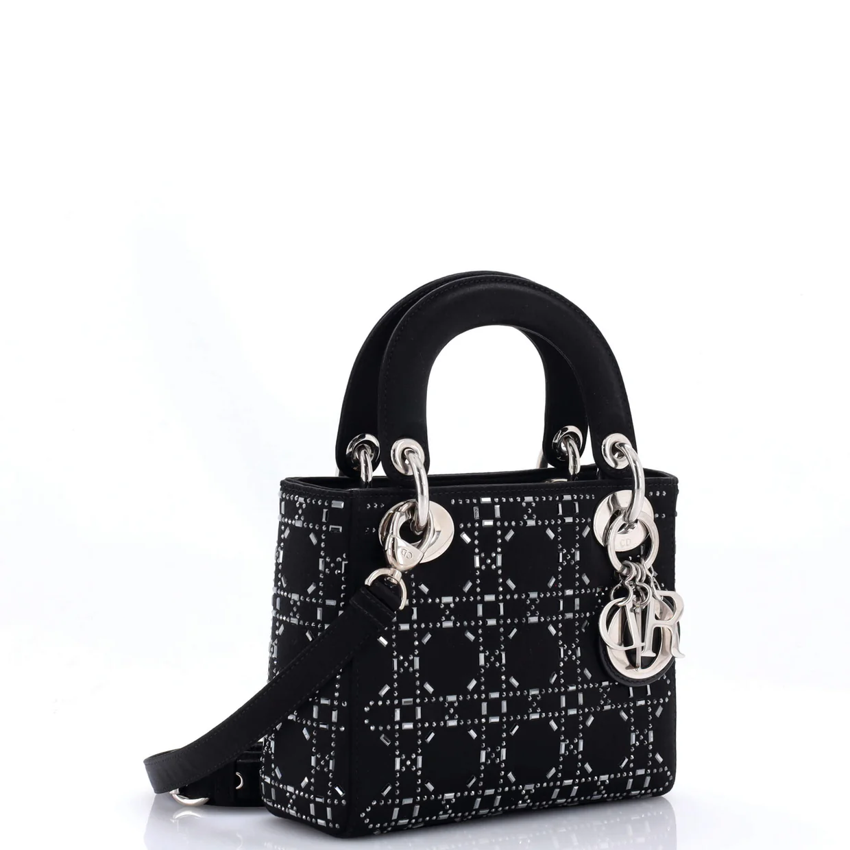 Lady Dior Bag Crystal Embellished Cannage Quilt Satin Mini - Deep Luxury