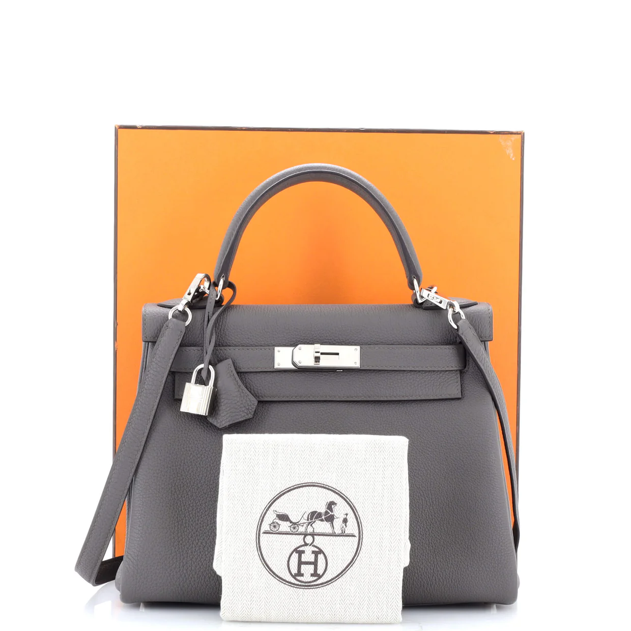 Kelly Handbag Grey Togo with Palladium Hardware 28 - Deep Luxury