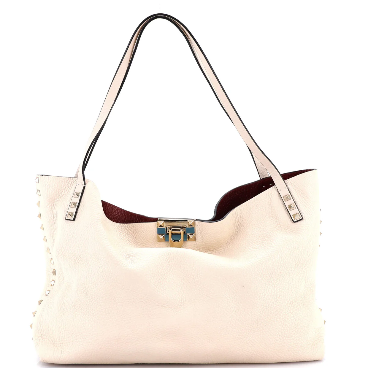 Rockstud Convertible Flip Lock Tote Leather Medium - Deep Luxury