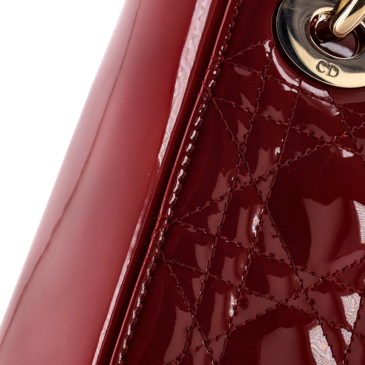 Lady Dior Chain Bag Cannage Quilt Patent Mini - Deep Luxury