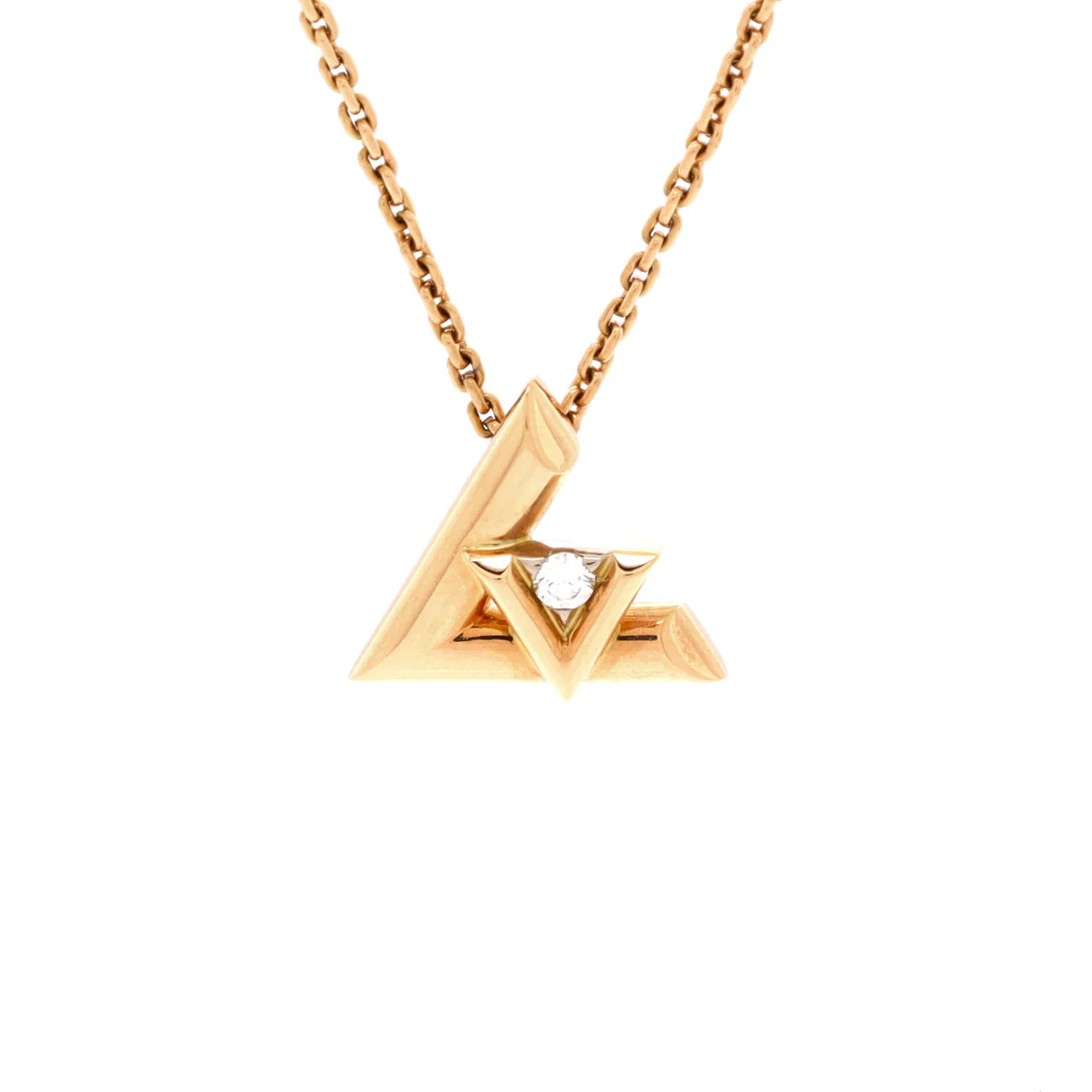 LV Volt One Pendant Necklace 18K Rose Gold with Diamond Small - Deep Luxury