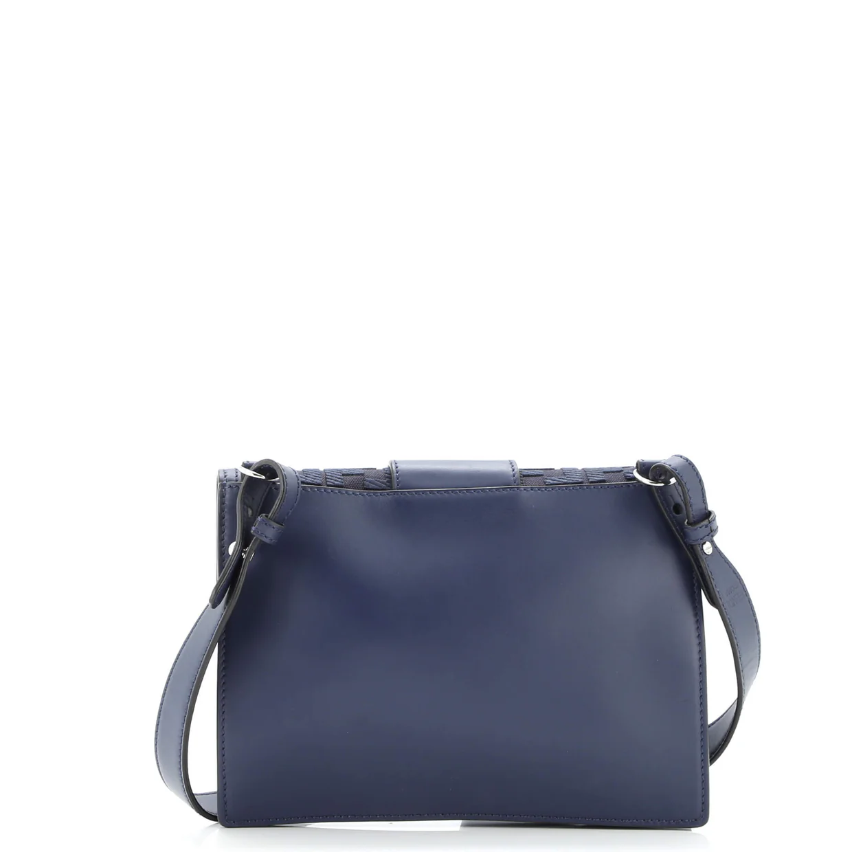 Flat Baguette Crossbody Bag Leather with Zucca Jacquard Medium - Deep Luxury