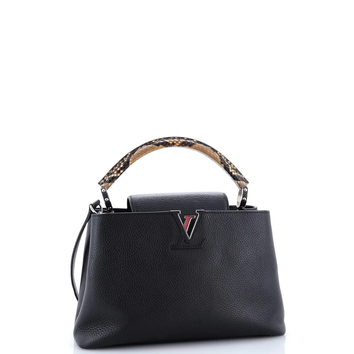Capucines Bag Leather with Python PM - Deep Luxury