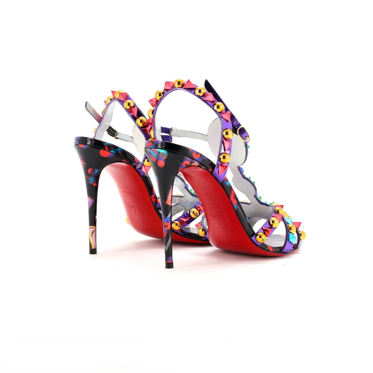 Women's Goldora Heeled Sandals Studded Patent 100 - Deep Luxury