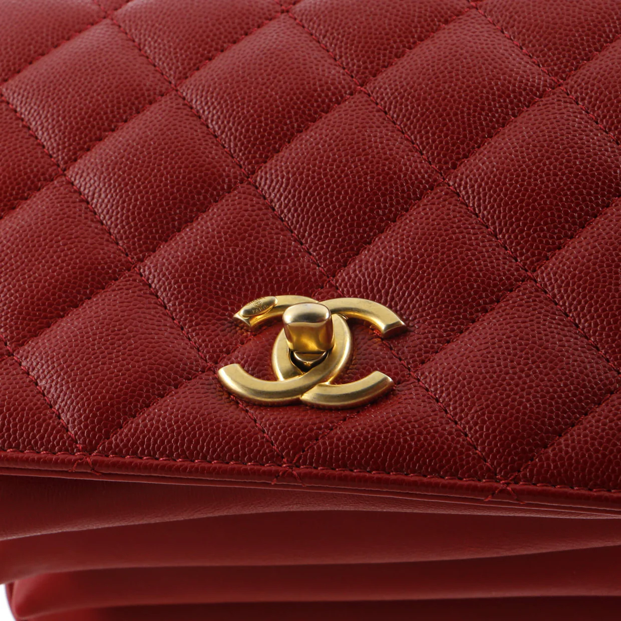 CC Top Handle Chain Full Flap Bag Quilted Caviar Small - Deep Luxury