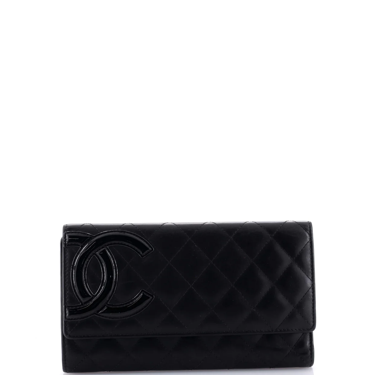 Cambon Trifold Wallet Quilted Lambskin Long - Deep Luxury