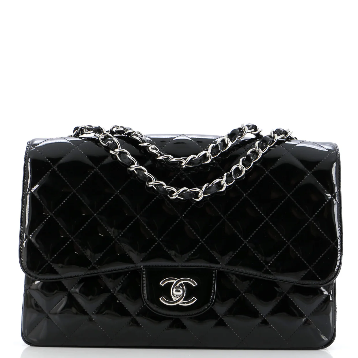 Vintage Classic Single Flap Bag Quilted Patent Jumbo - Deep Luxury