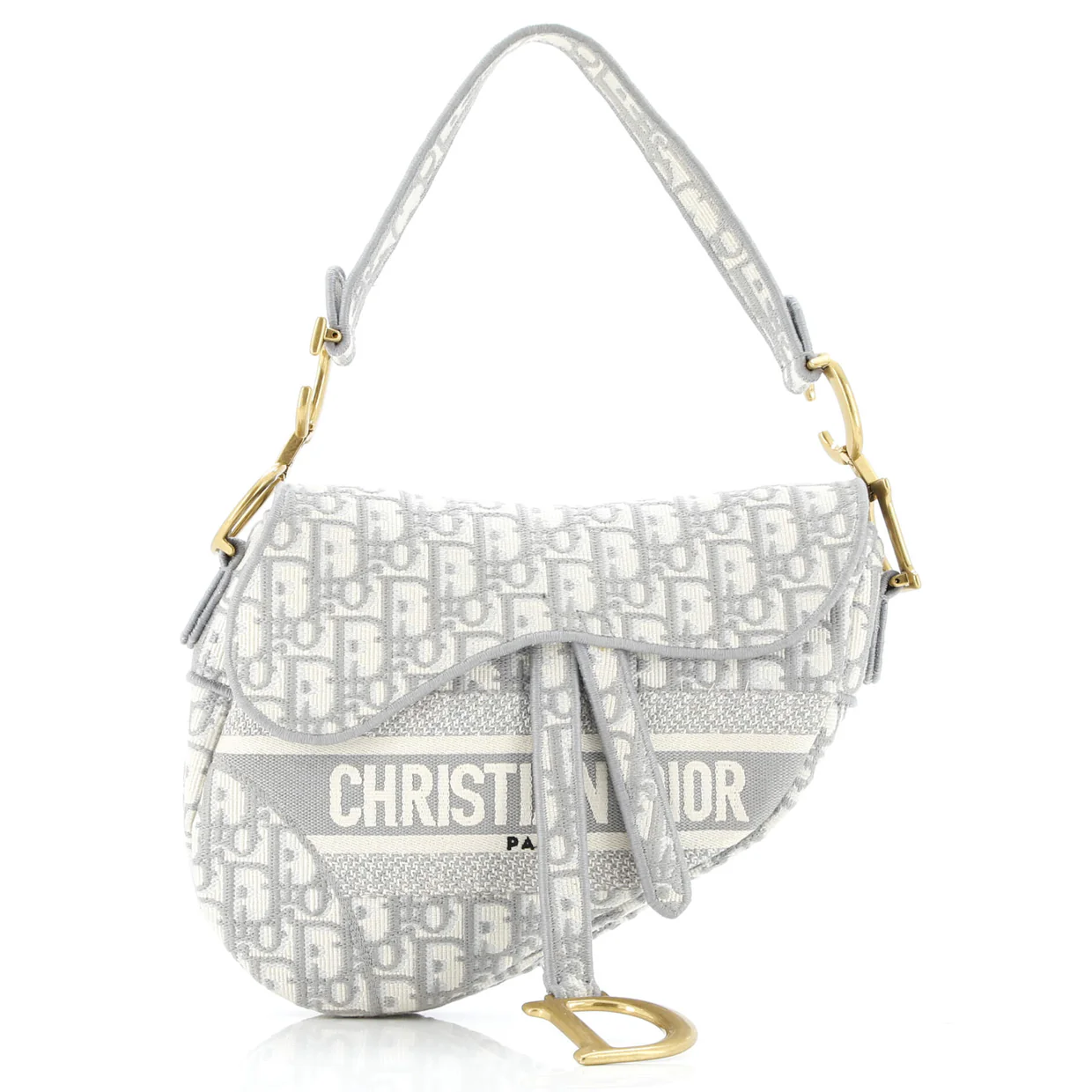 Saddle Handbag Logo Embroidered Oblique Canvas Medium - Deep Luxury