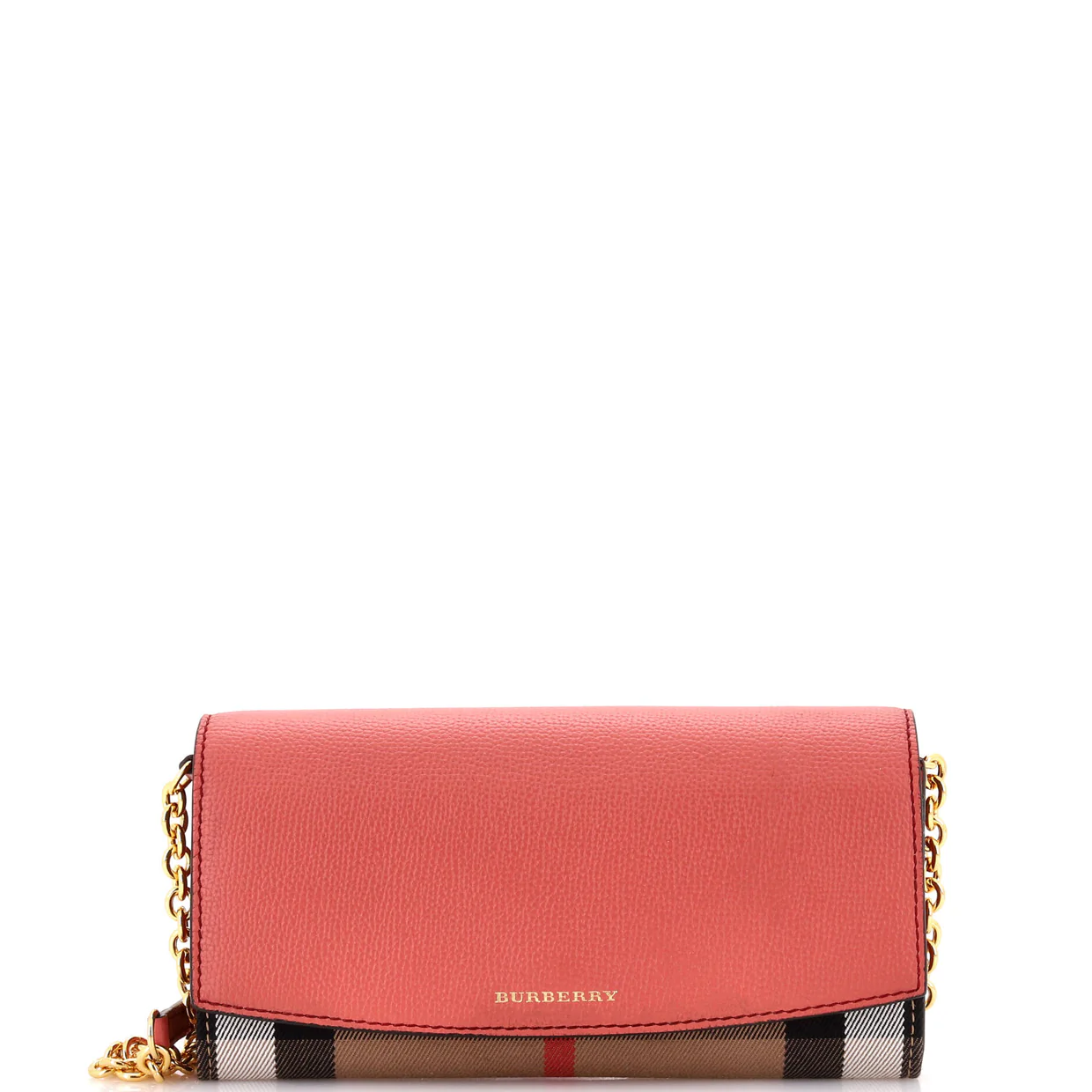 Henley Wallet on Chain Leather with House Check Canvas - Deep Luxury