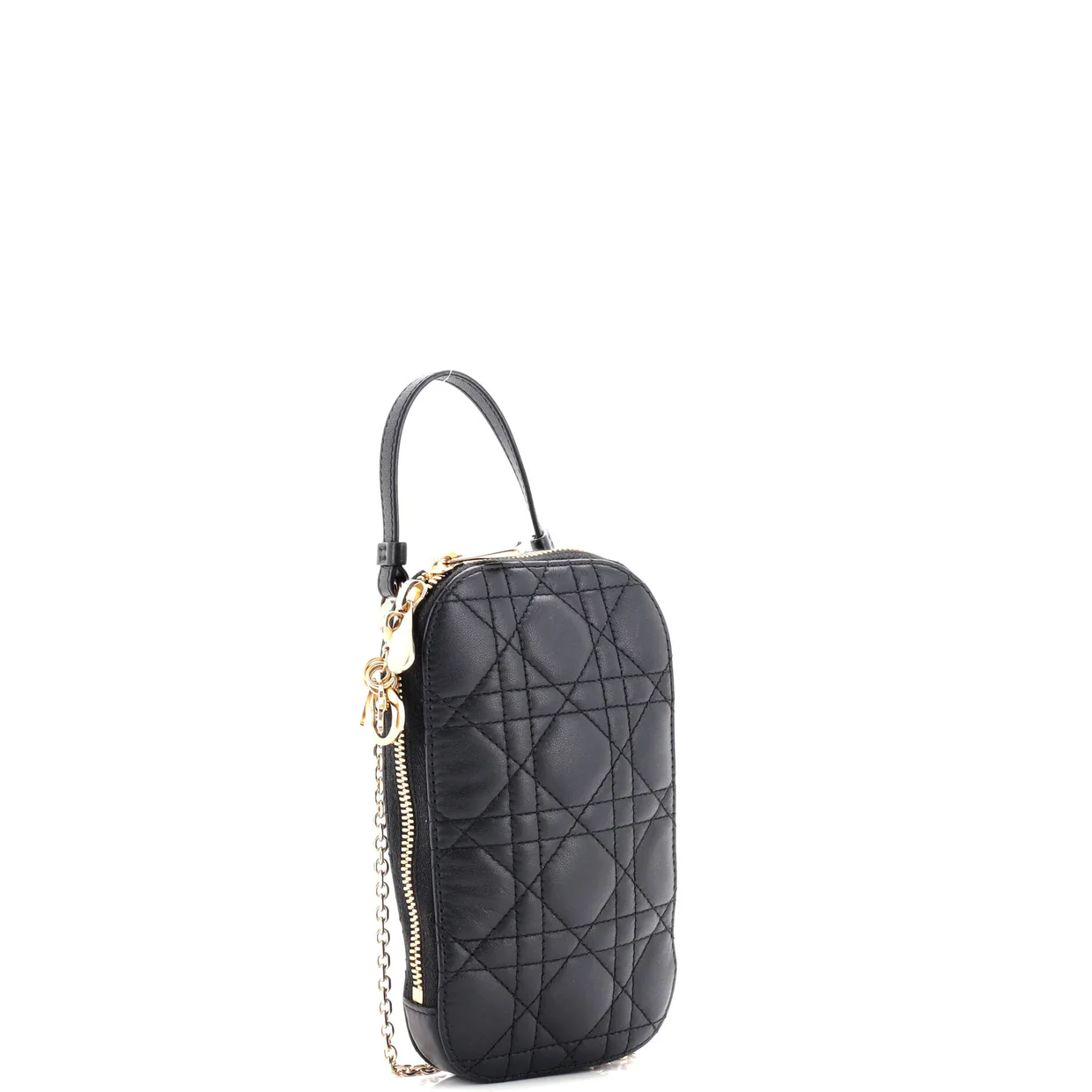 Lady Dior Phone Holder on Chain Cannage Quilt Lambskin - Deep Luxury