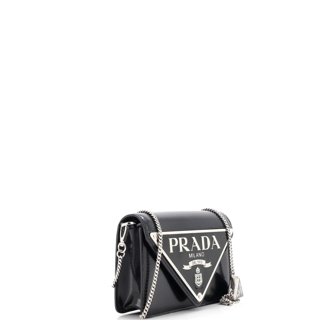 Maxi Triangle Logo Chain Flap Bag Brushed Leather Small - Deep Luxury
