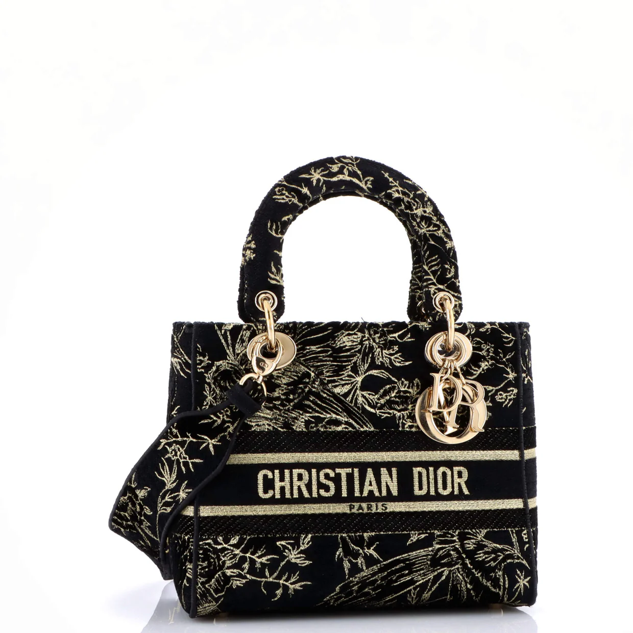Toile de Jouy Lady D-Lite Bag Embroidered Velvet Medium - Deep Luxury